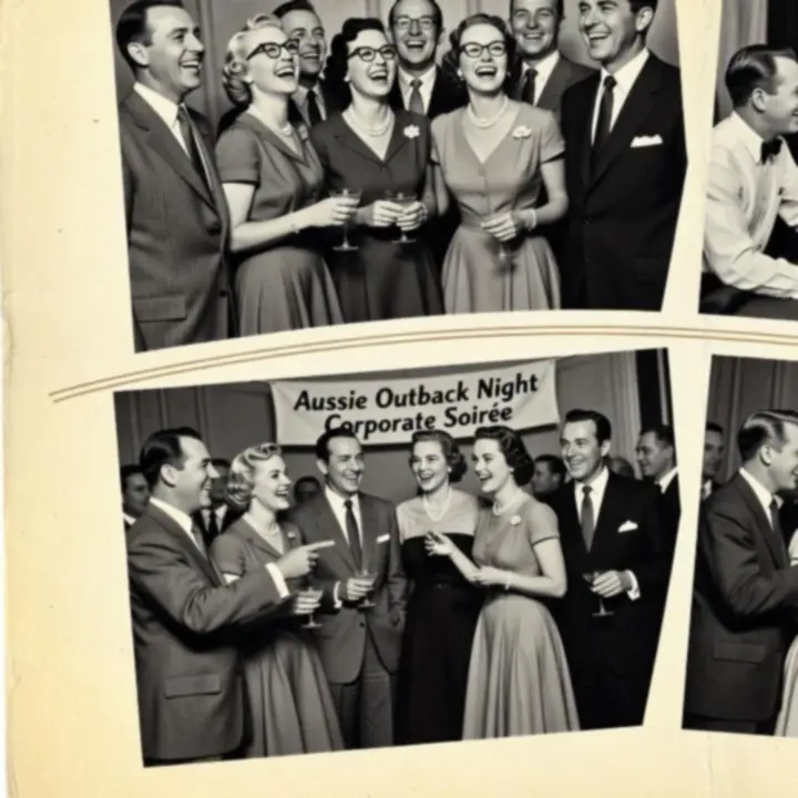 Monochrome collage of a hosted Australian corporate casino evening